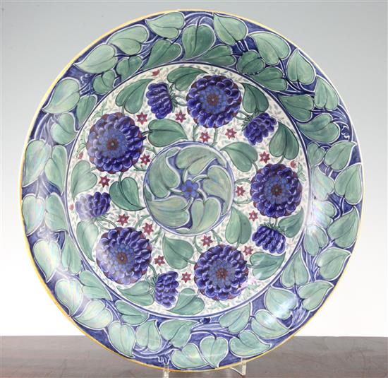 Louise and Alfred Powell with Millicent Taplin design for Wedgwood. A Persian lustre pottery charger, c.1920, 40cm